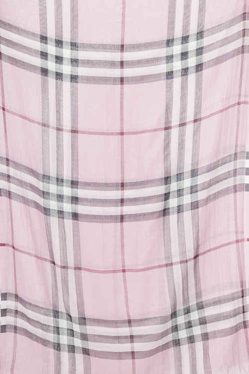 Burberry Pink & Multicolour Nova Check Fringe Scarf
