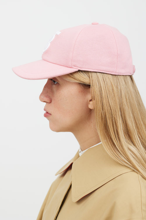 Burberry Pink & White TB Logo Hat
