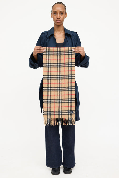 BurberryCashmere Nova Check Fringe Scarf