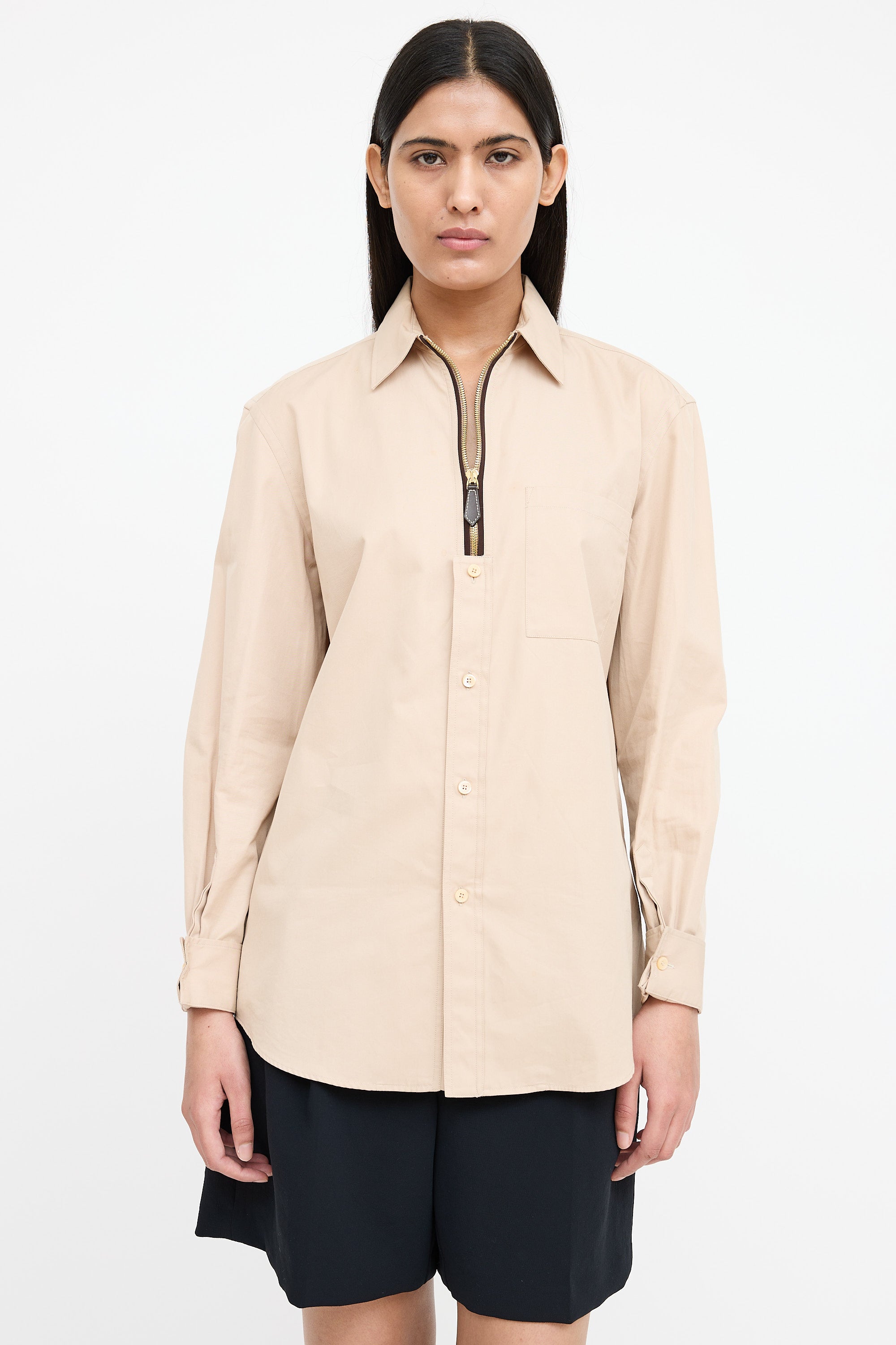 Burberry Poplin Half Zip Shirt