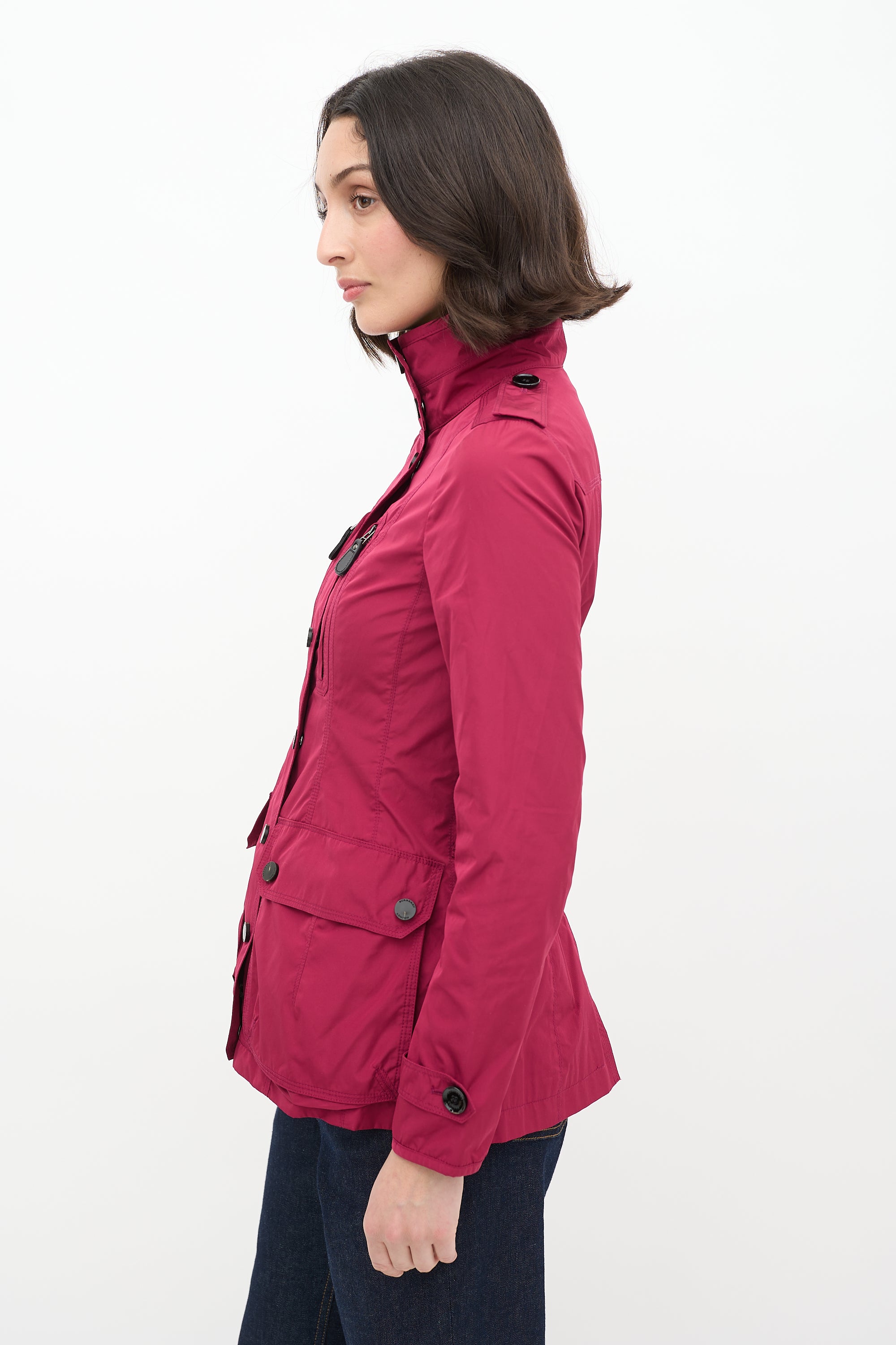 Burberry Purple Nylon Zip Midi Jacket