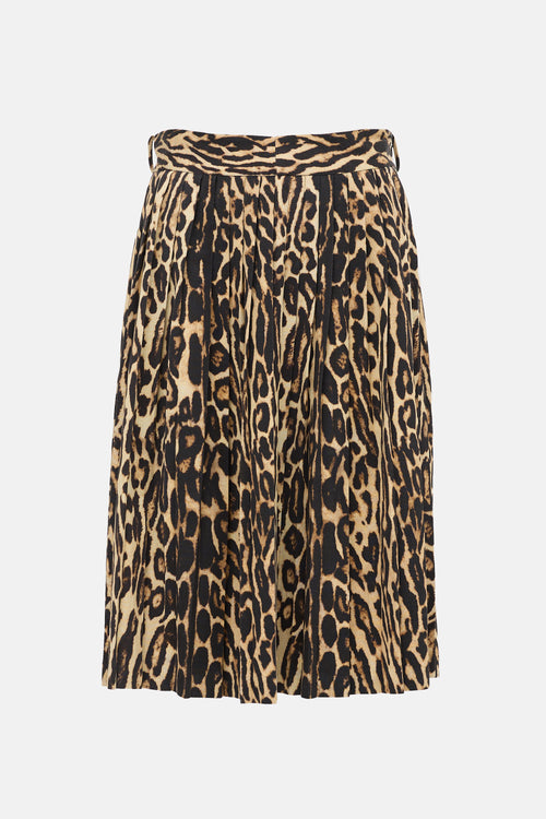 Burberry Silk Printed Pleated Skirt