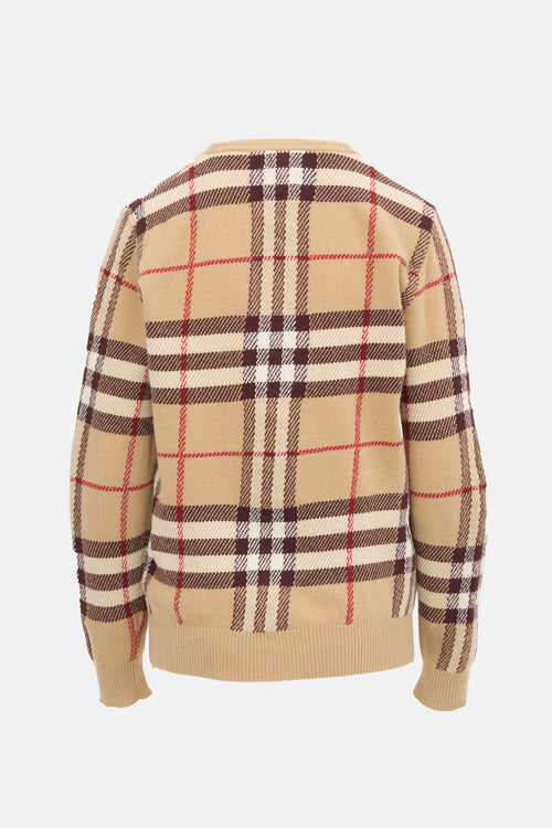 Burberry Wool Check V-Neck Sweater