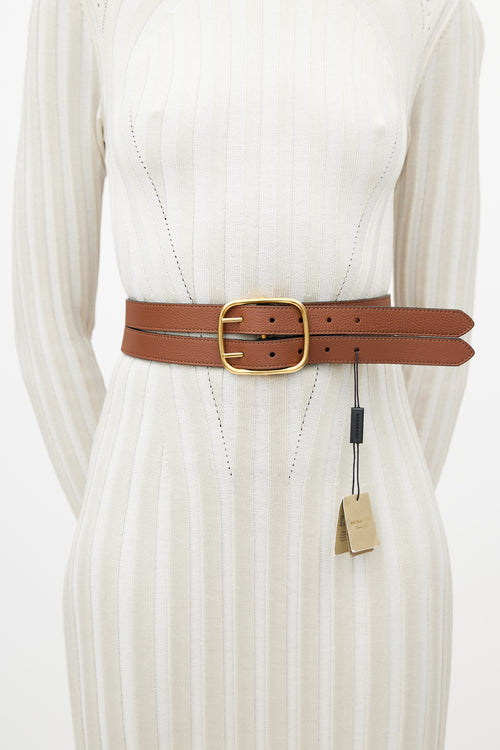 Burberry Yellow & Brown Reversible Double Leather Belt