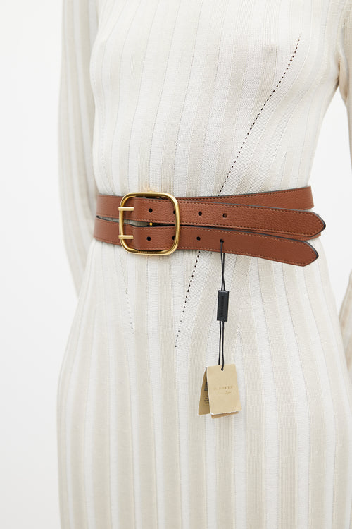 Burberry Yellow & Brown Reversible Double Leather Belt