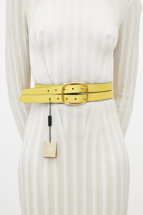 Burberry Yellow & Brown Reversible Double Leather Belt