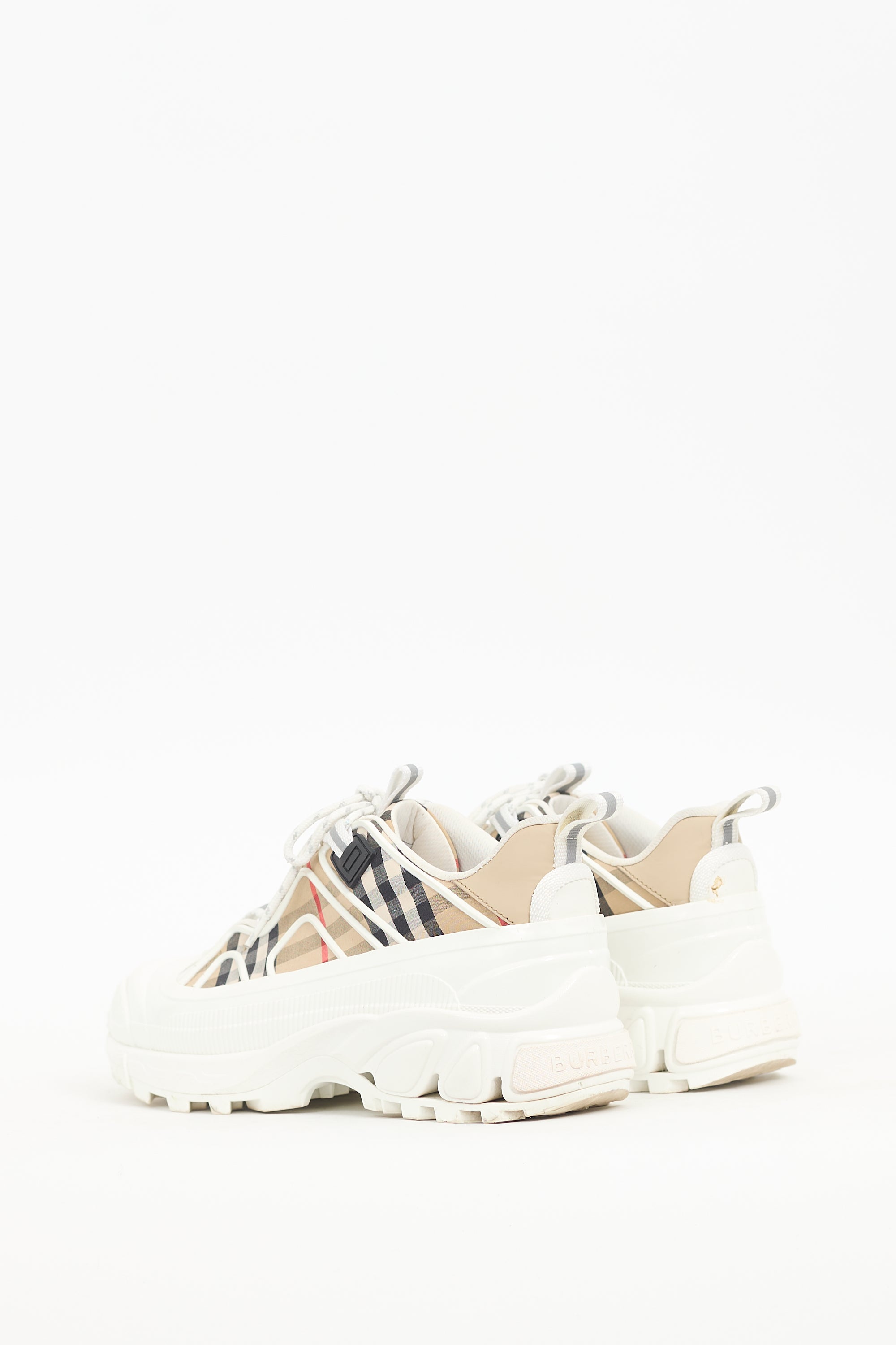 Burberry White & Beige Nova Check Arthur Sneaker