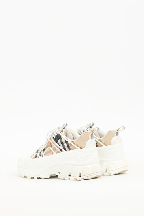 Burberry White & Beige Nova Check Arthur Sneaker