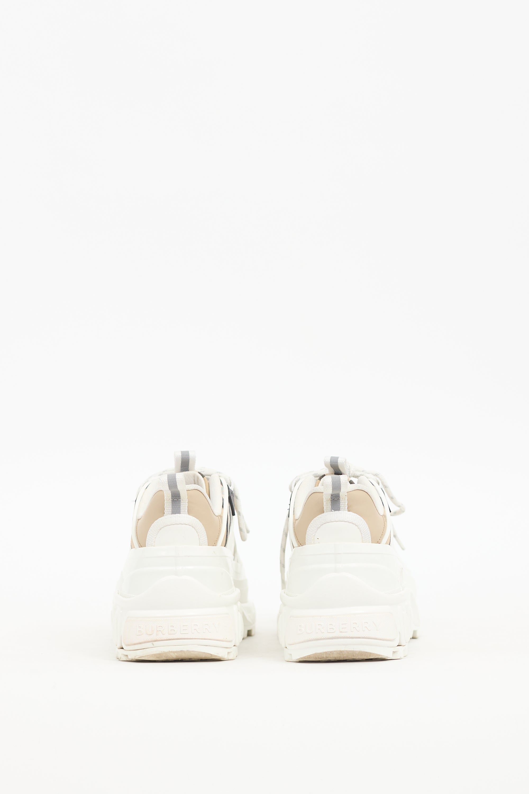 Burberry White & Beige Nova Check Arthur Sneaker
