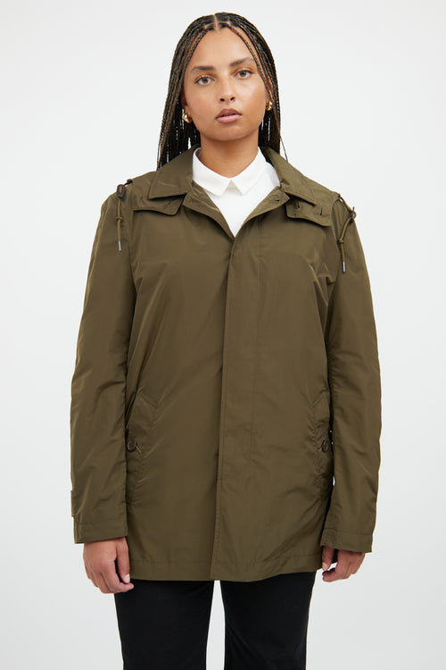 Burberry Green Nylon Hooded Jacket