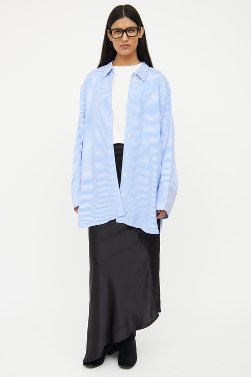 By Malene Birger Blue Stripe Button Up Top