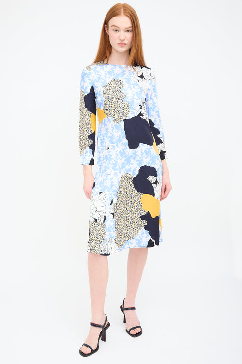 By Malene Birger Blue & Yellow Abstract Floral Sofya Dress