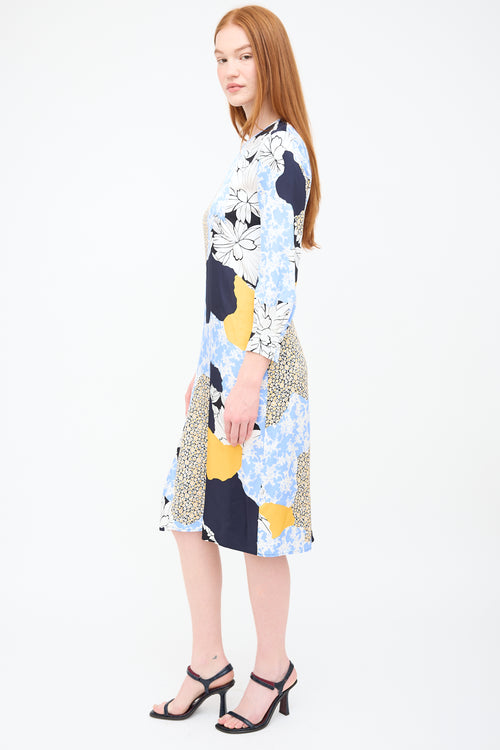 By Malene Birger Blue & Yellow Abstract Floral Sofya Dress