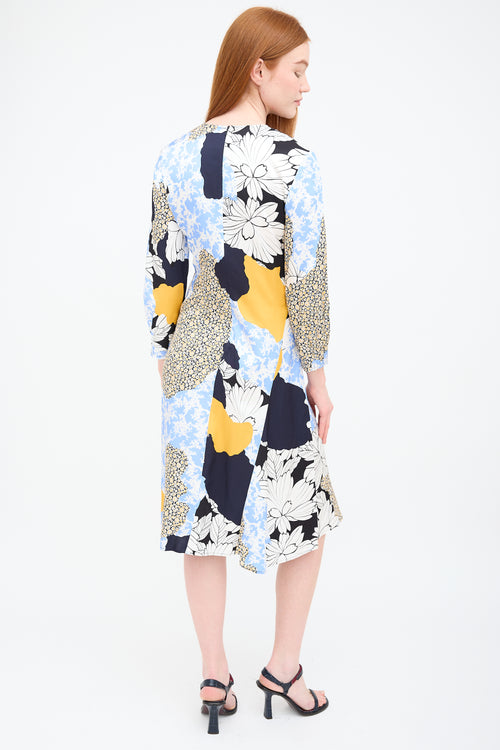 By Malene Birger Blue & Yellow Abstract Floral Sofya Dress