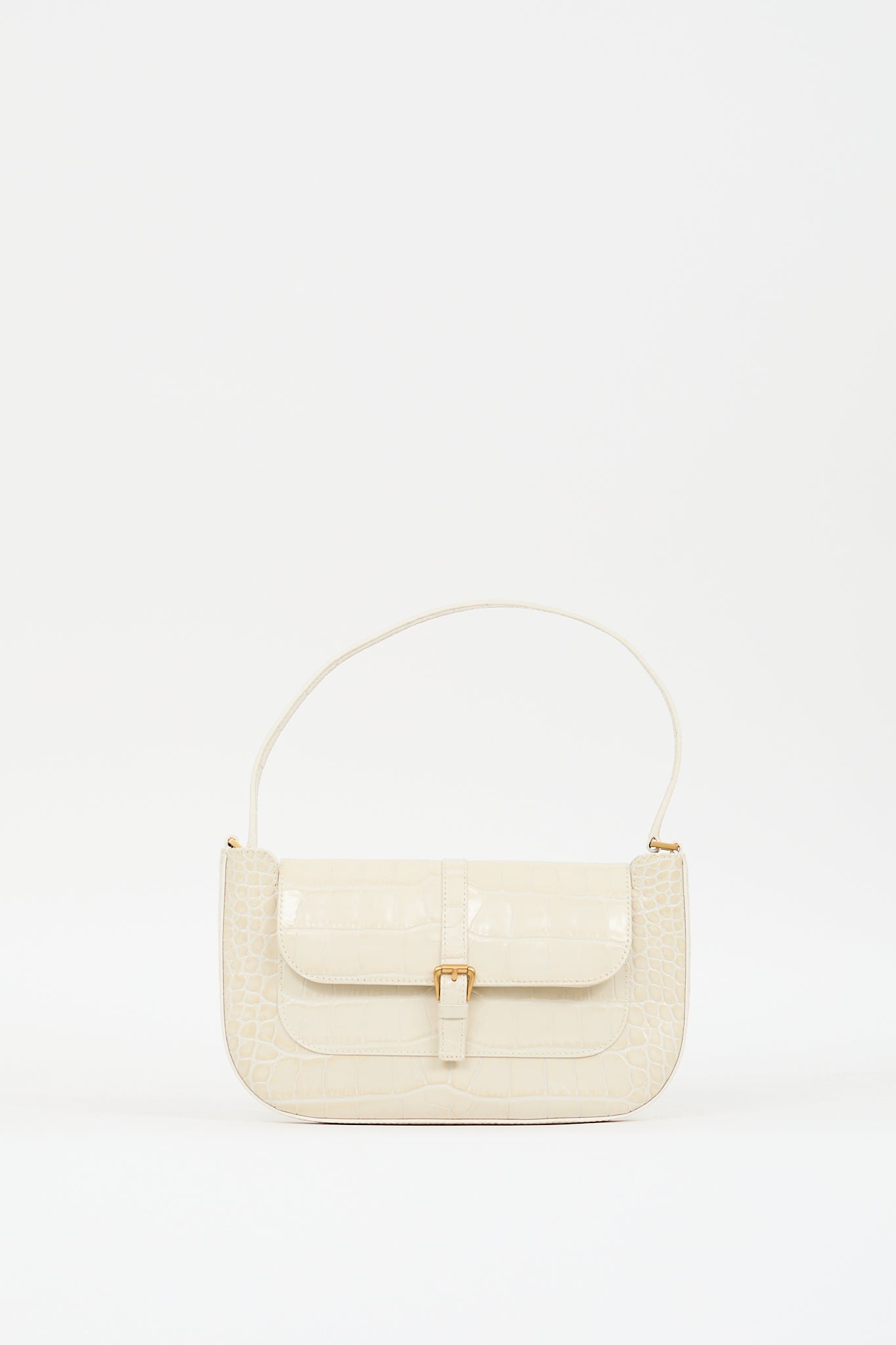 By Far Cream Embossed Leather Miranda Bag
