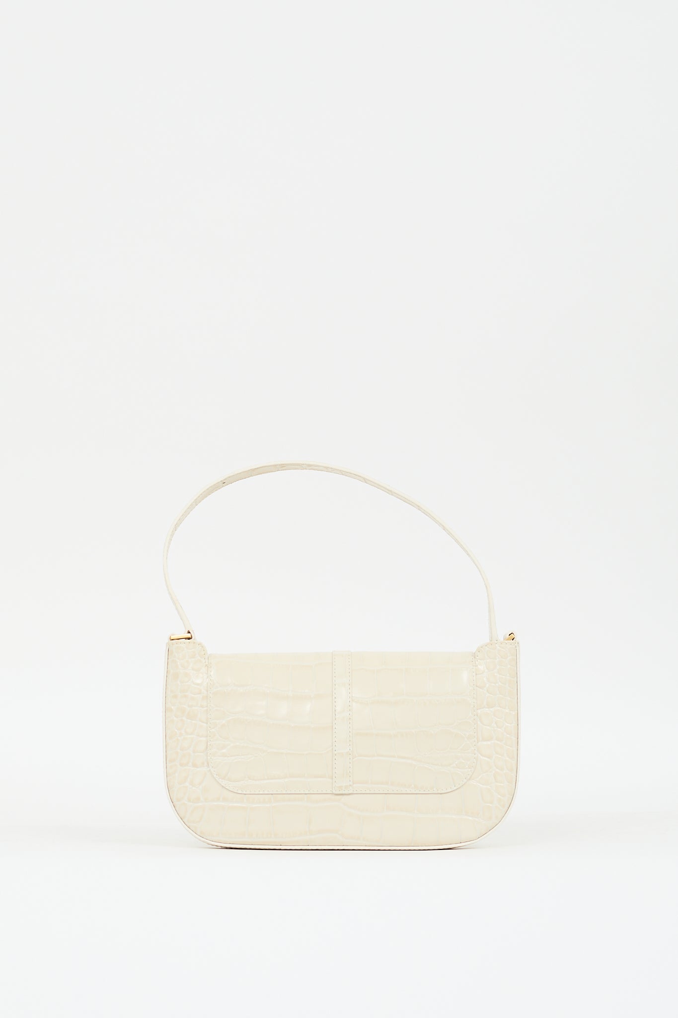 By Far Cream Embossed Leather Miranda Bag