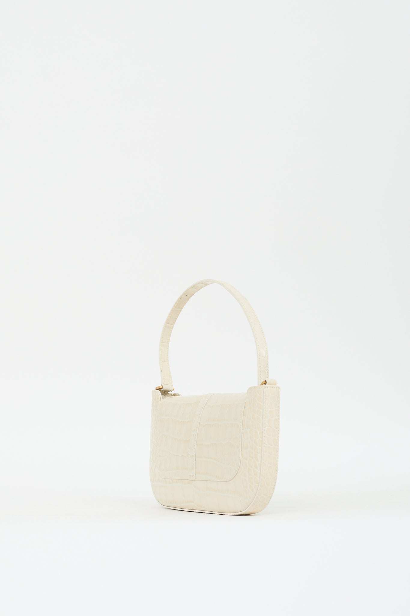 By Far Cream Embossed Leather Miranda Bag