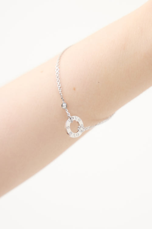 Cartier 18K White Gold & Diamond Love Pendant Bracelet
