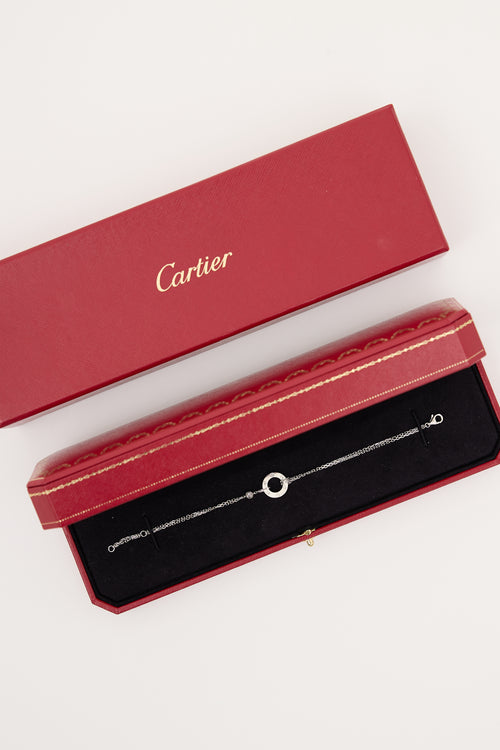 Cartier 18K White Gold & Diamond Love Pendant Bracelet