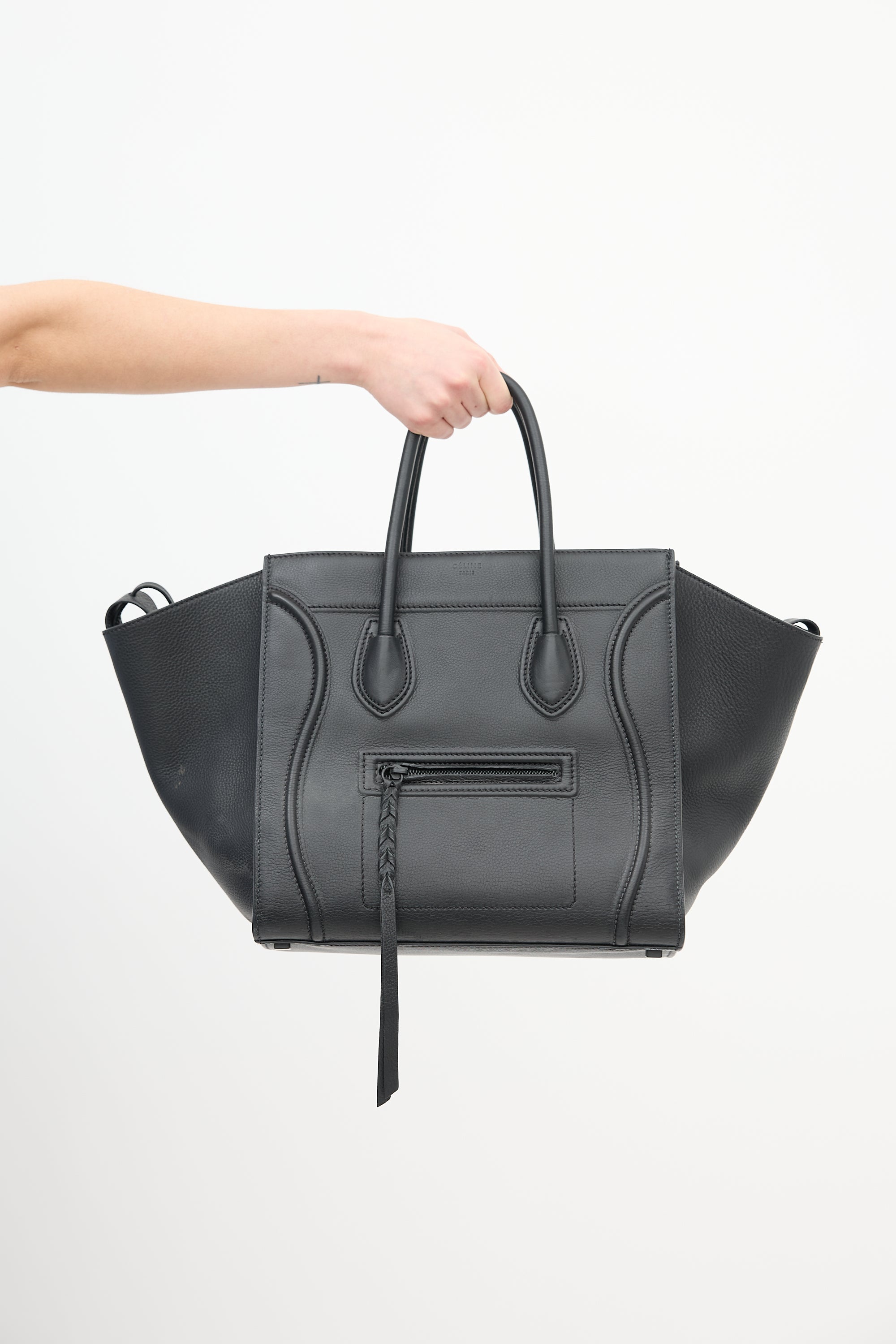 Celine Black Leather Medium Phantom Bag