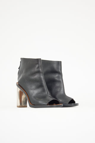 Celine Leather Open Toe Bootie