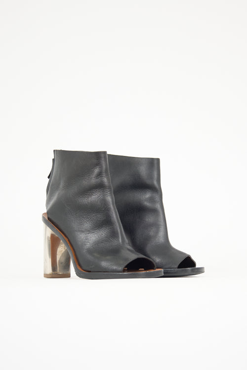 Celine Leather Open Toe Bootie