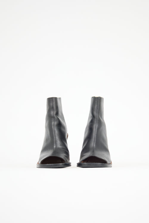 Celine Leather Open Toe Bootie