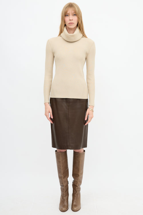 Celine Ribbed Turtleneck Top