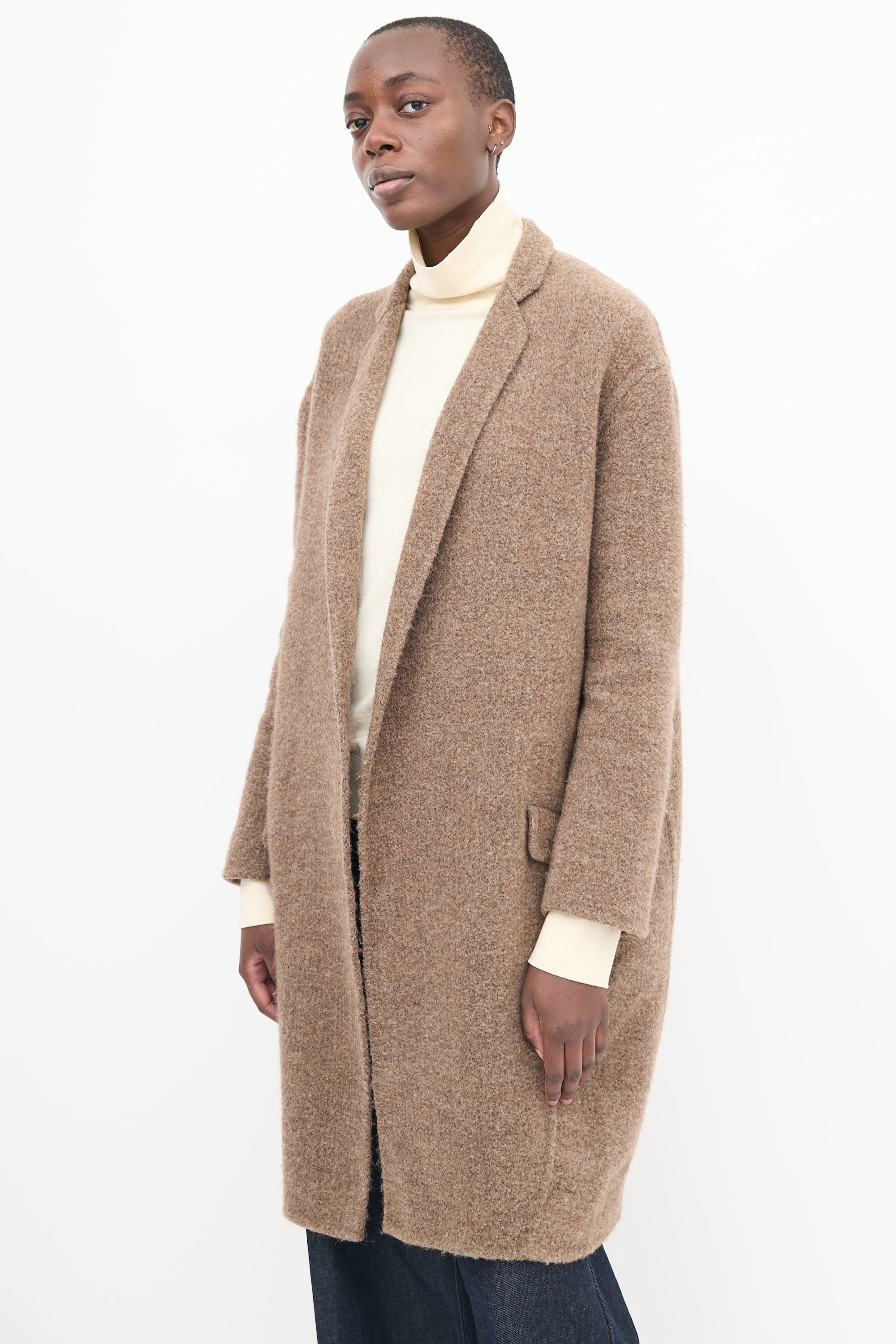 Celine Brown Open Long Cardigan