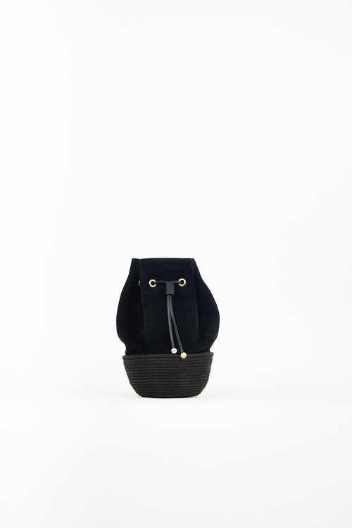 Cesta Black Suede & Sisal Bucket Bag