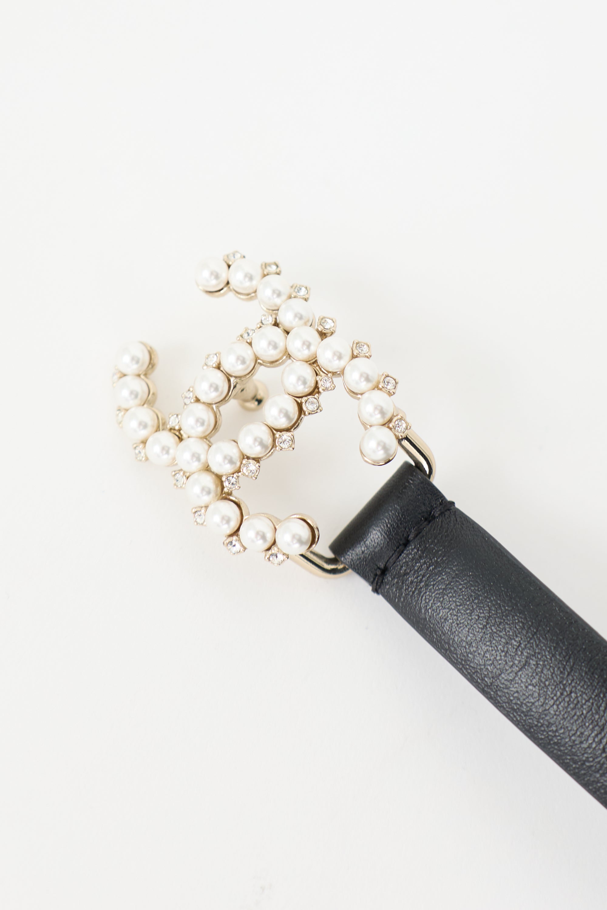 Chanel 2020 Leather & Pearl CC Belt