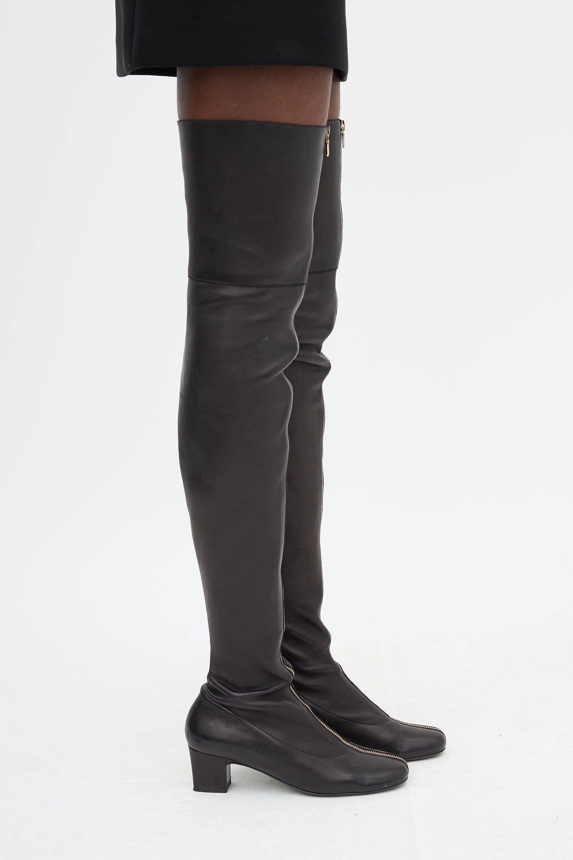 Leather Zip Thigh Boot