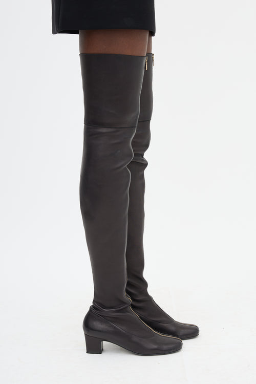 Leather Zip Thigh Boot