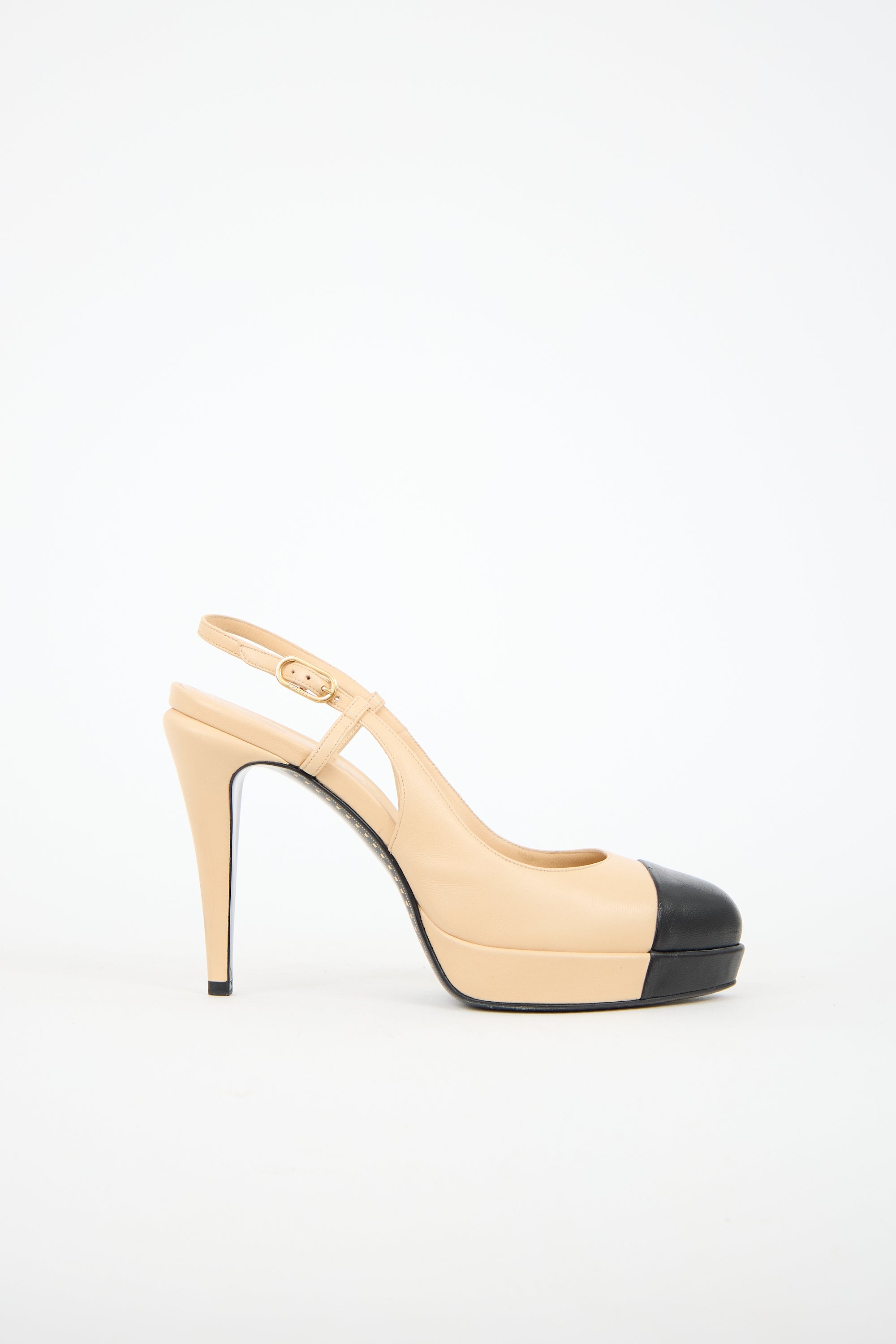 Chanel Leather CC Platform Heel