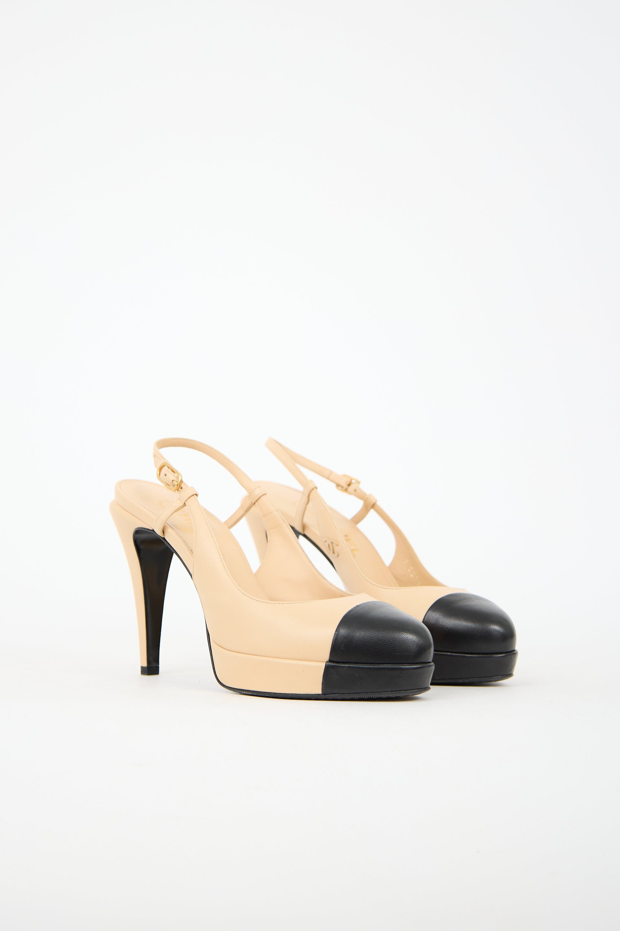 Chanel Leather CC Platform Heel