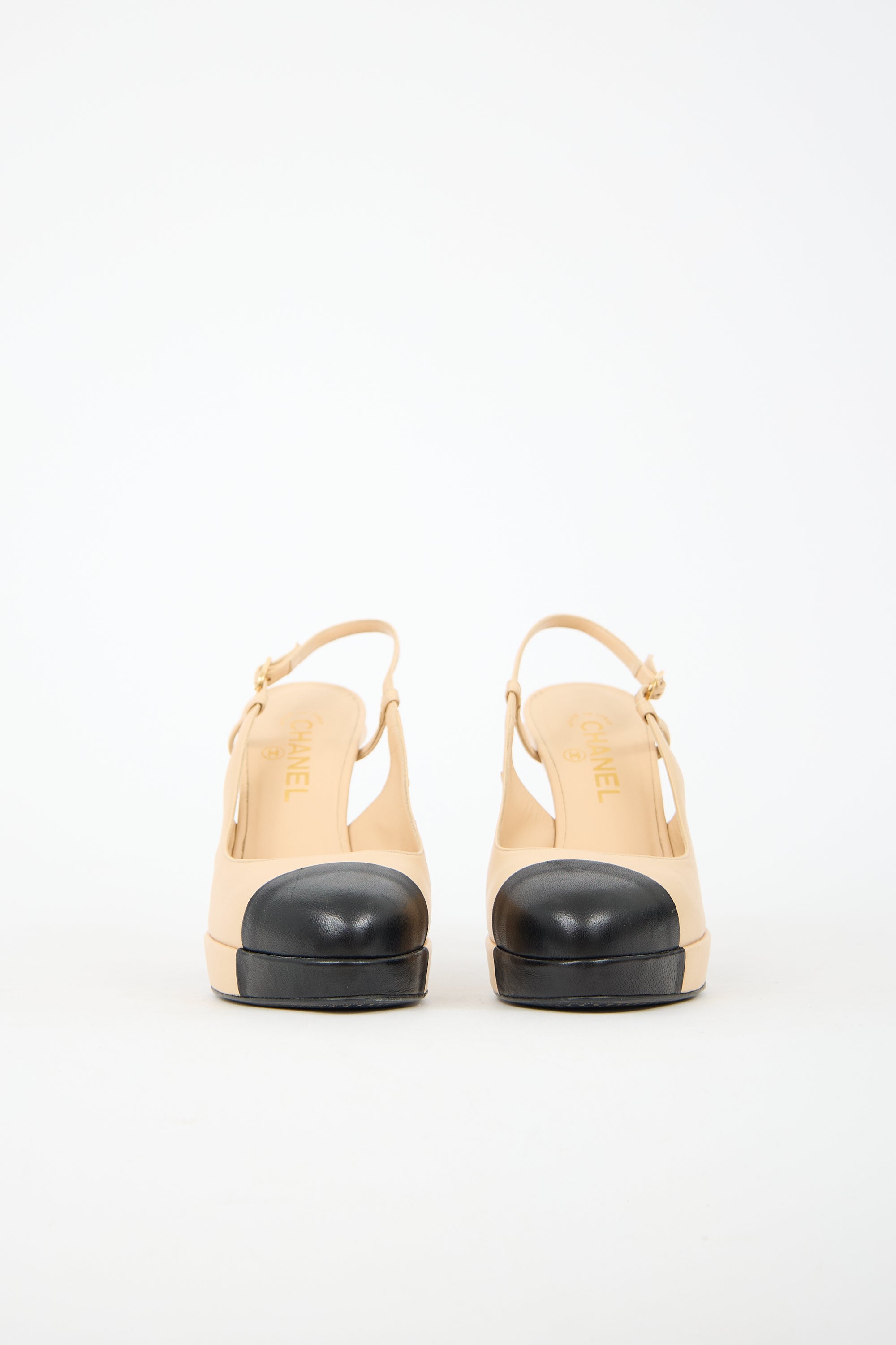 Chanel Leather CC Platform Heel