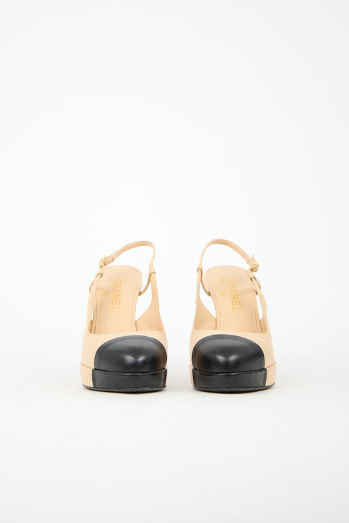 Chanel Leather CC Platform Heel