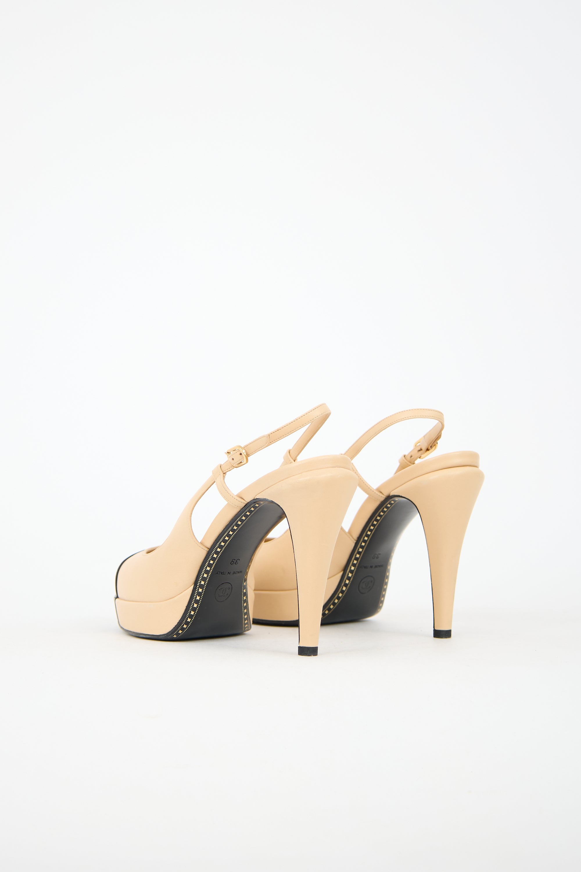 Chanel Leather CC Platform Heel