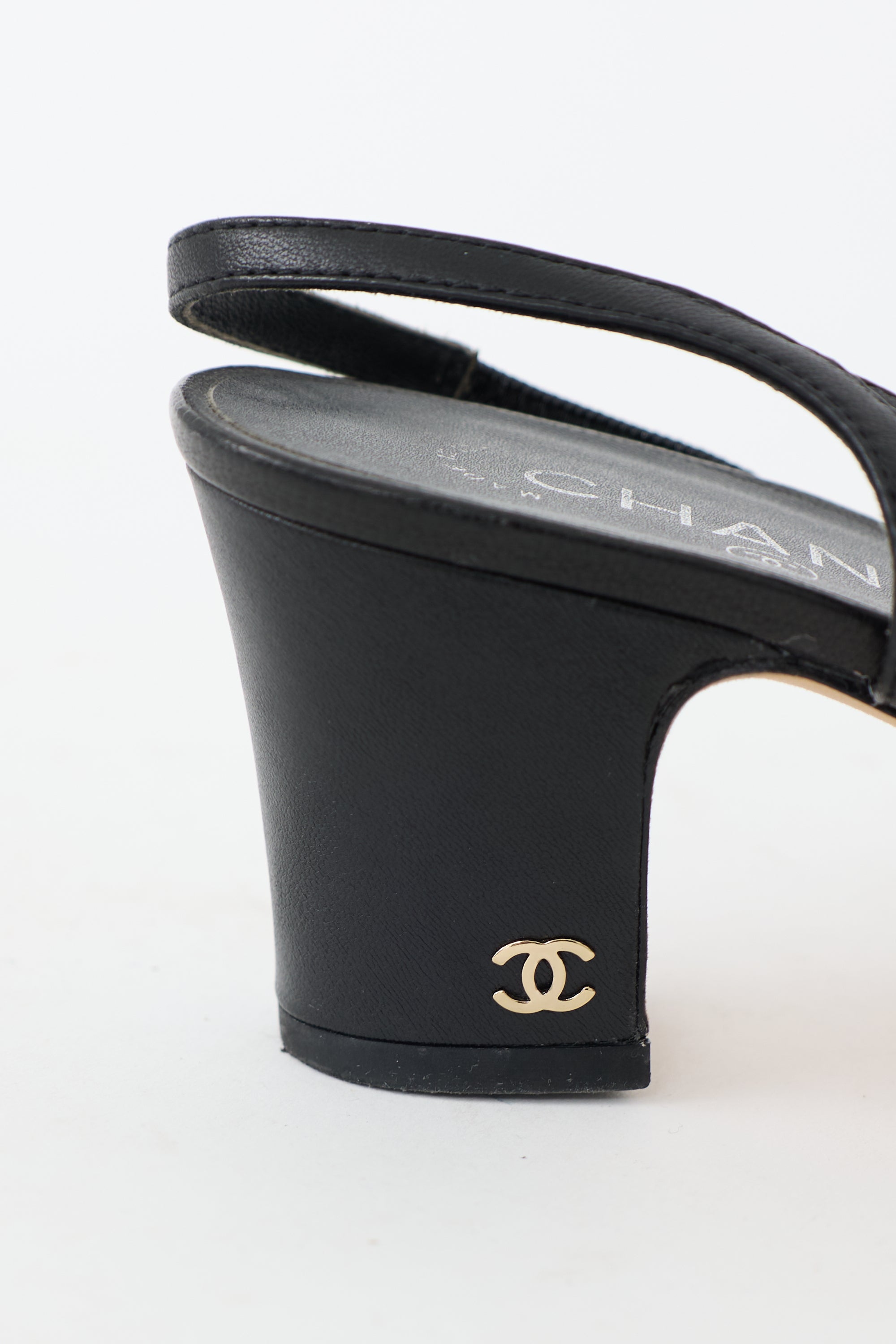 Chanel Leather CC Slingback Heel