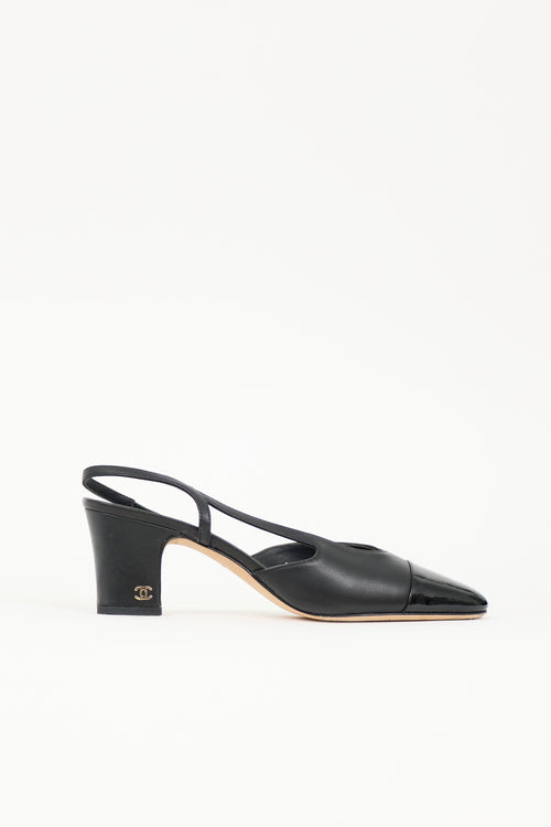 Chanel Leather CC Slingback Heel