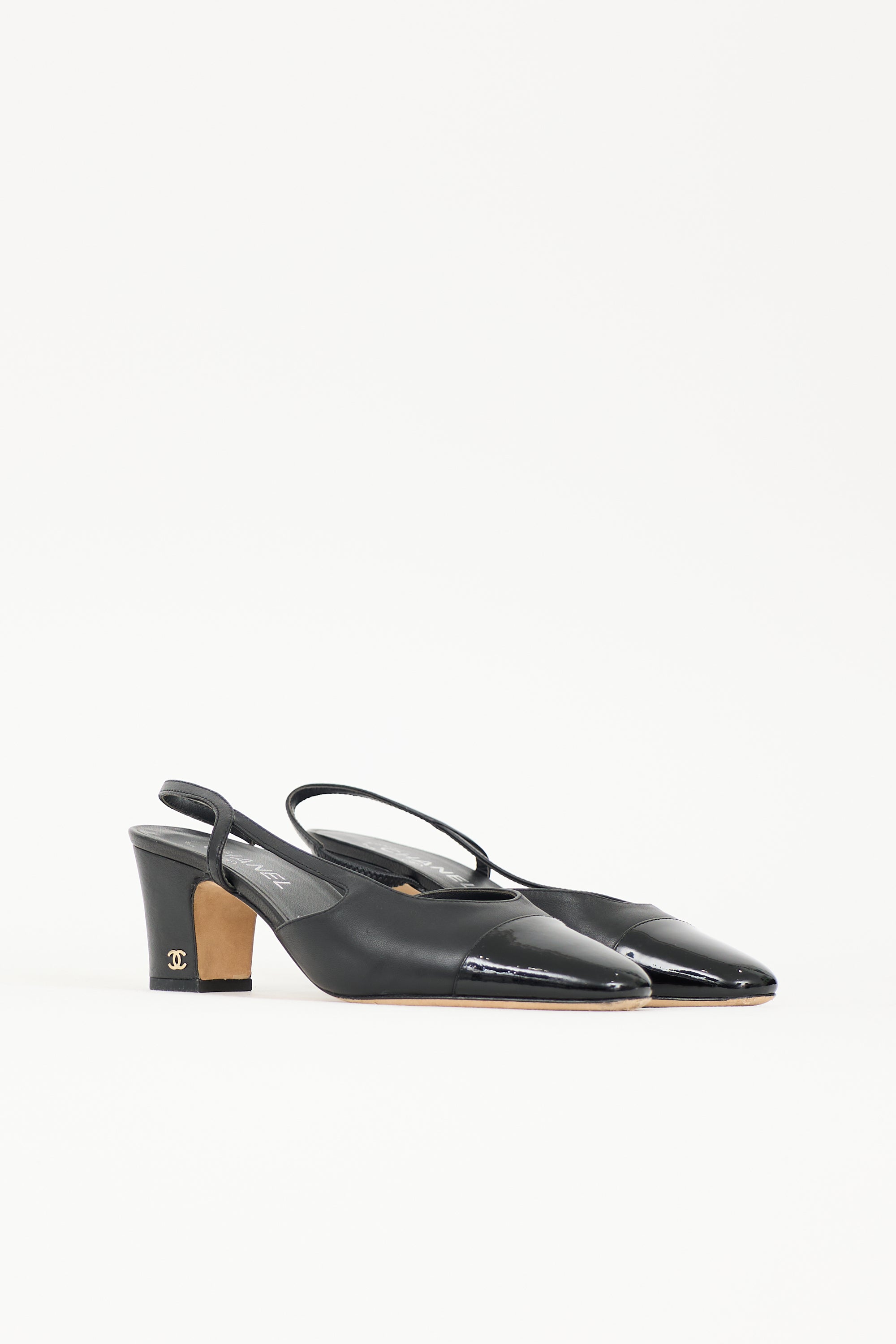 Chanel Leather CC Slingback Heel