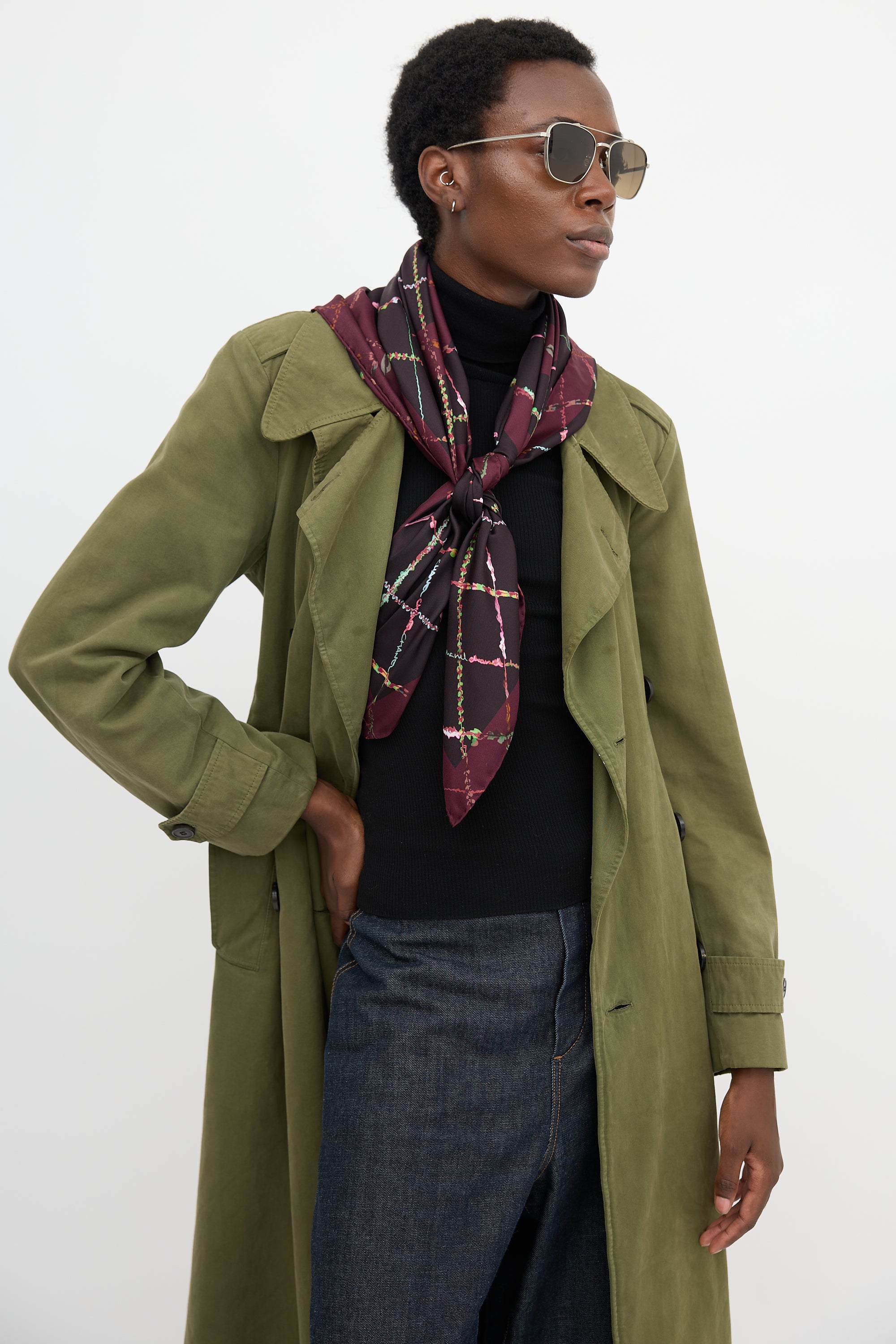 Chanel Silk Printed CC Scarf