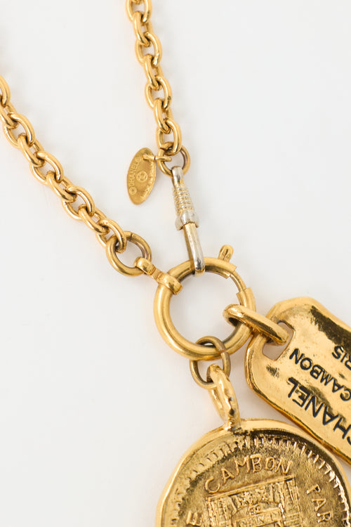 Chanel 1980s Plated 31 Rue Cambon Necklace