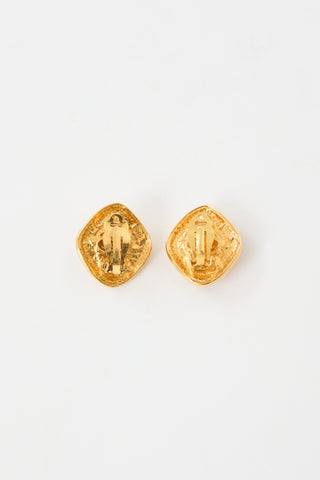 Chanel 1980s Faux Pearl Gripoix Clip On Earrings
