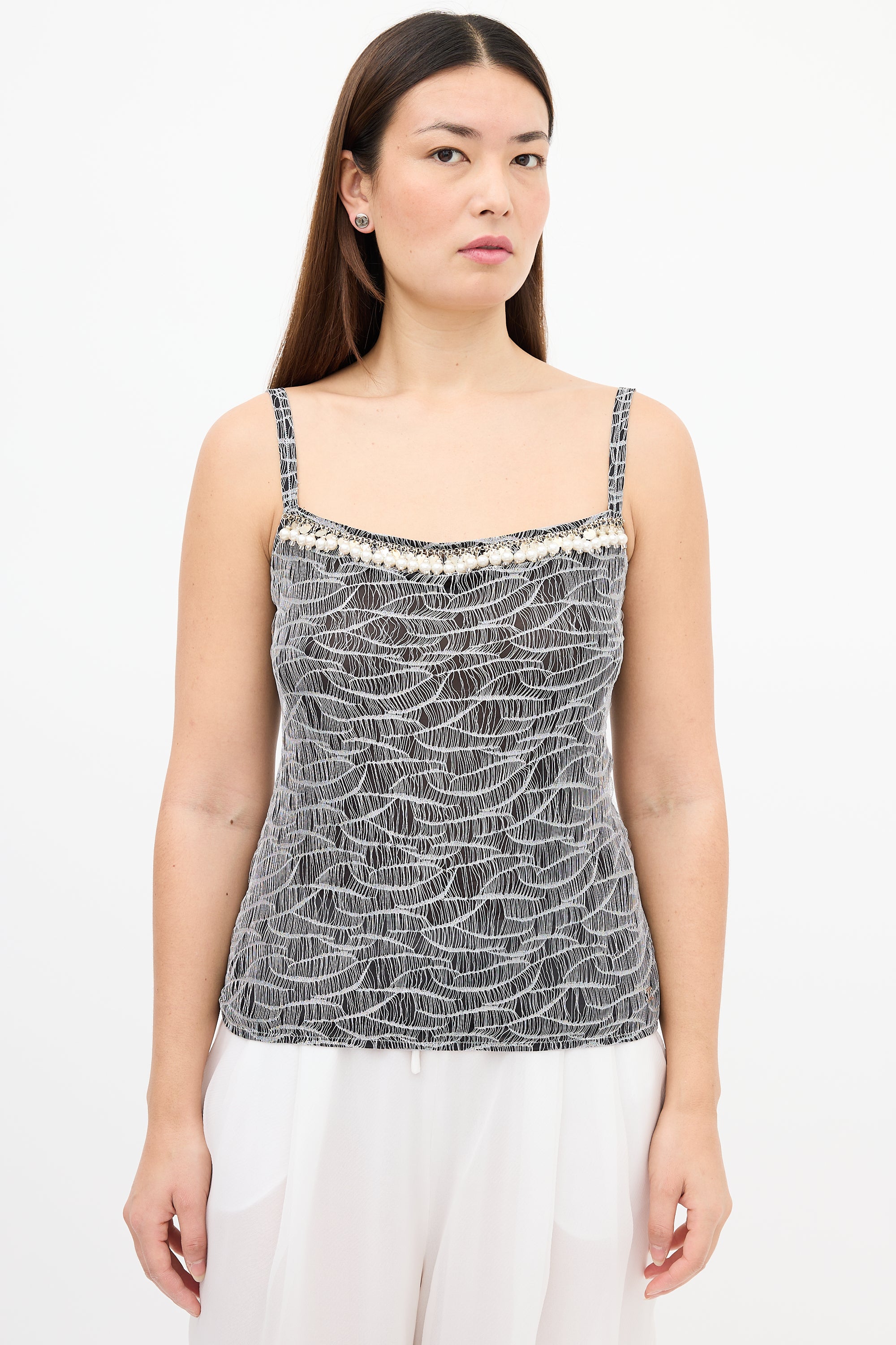 Chanel Fall 2005 Black & Silver Overlay Tank Top