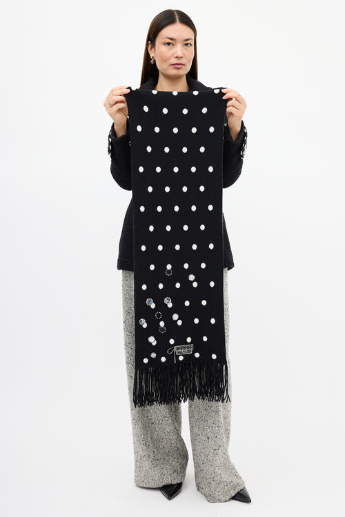 Chanel Fall 2008 Black & White Cashmere Patterned Scarf