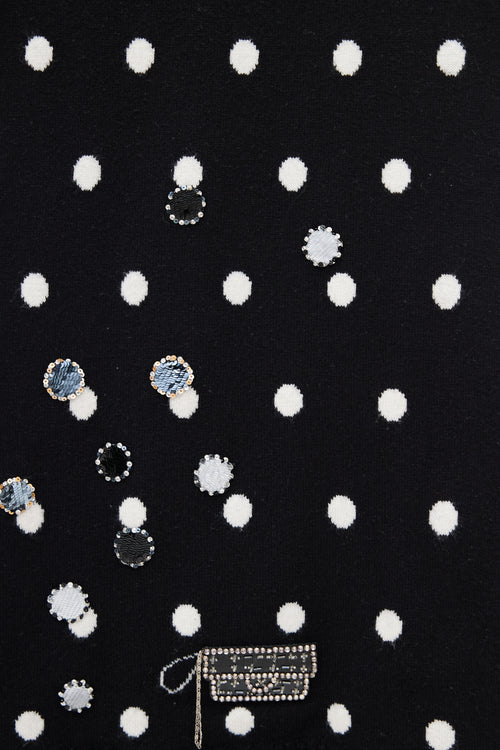 Chanel Fall 2008 Black & White Cashmere Patterned Scarf