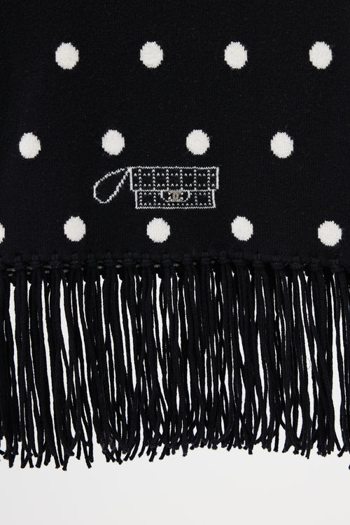 Chanel Fall 2008 Black & White Cashmere Patterned Scarf