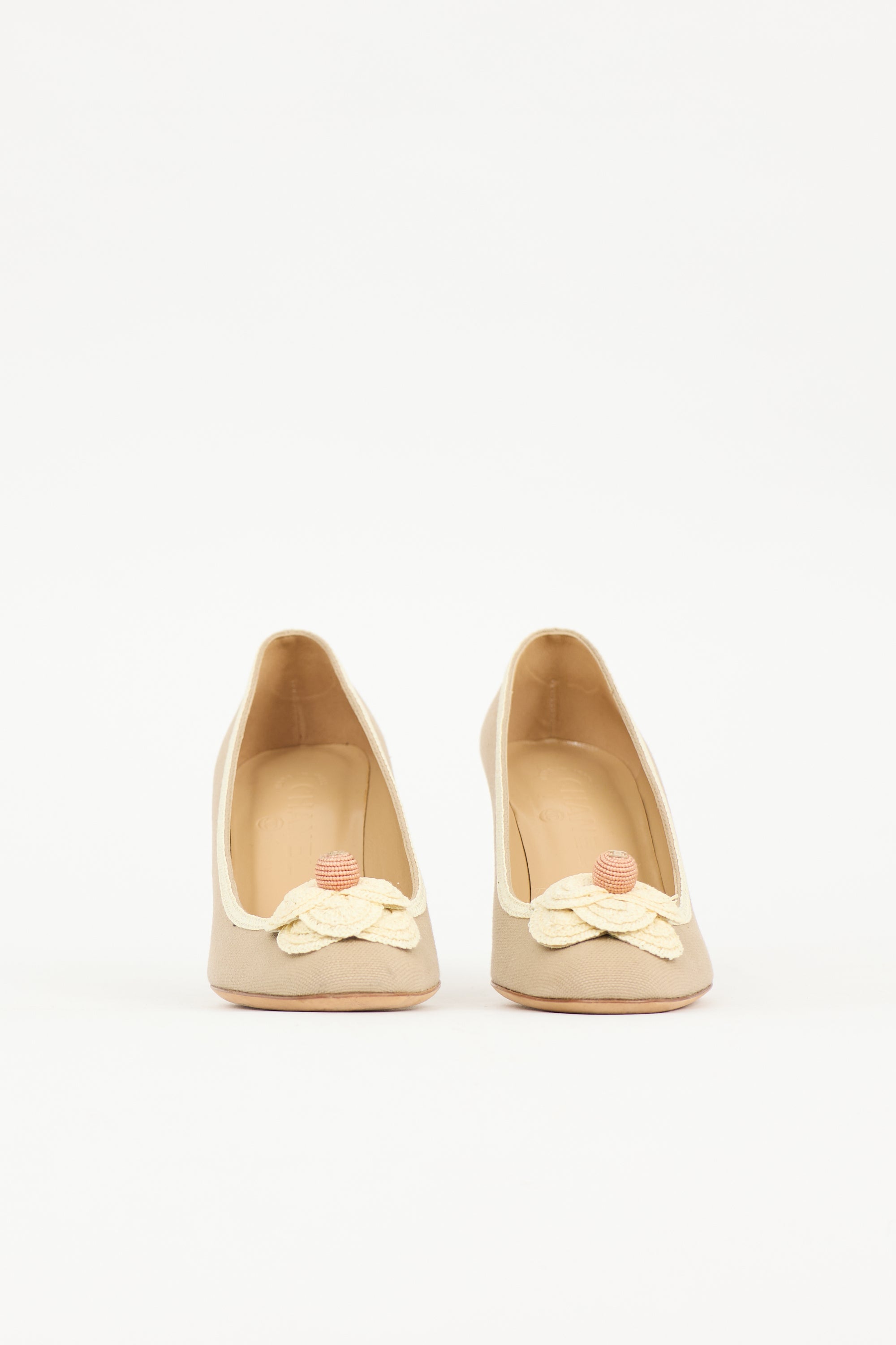 Chanel Vintage Camellia CC Pump