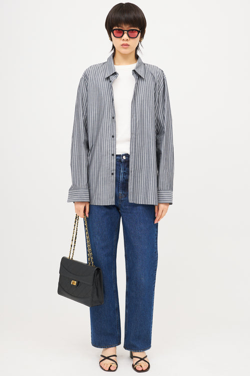 Chanel Vintage Leather Trapezoid Flap Bag